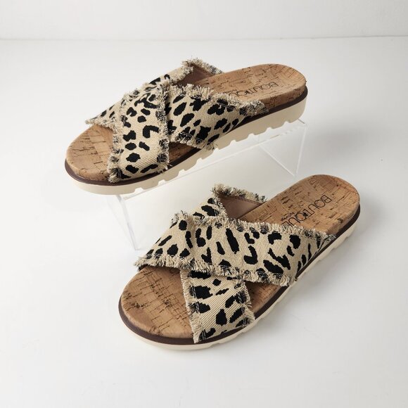 Boutique Corkys Shoes - Boutique By Corkys Sandals Womens 9 Leopard Print Slip On Western Distressed